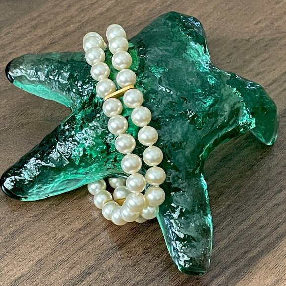 Double-Strand Glass Pearl Bracelet Ivory - Picture 1 of 6